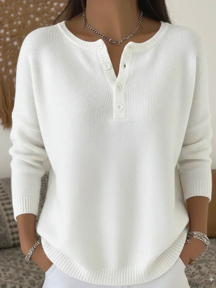 Destiny | Henley Button-Up Knit Sweater