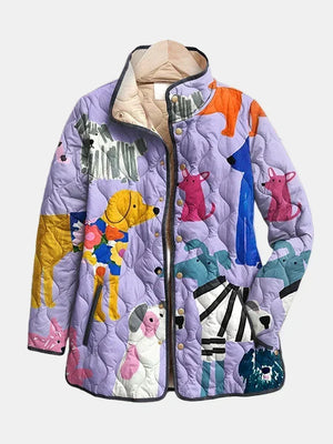 ROSE | CASUAL QUILTED JACKET WITH DOG PRINT