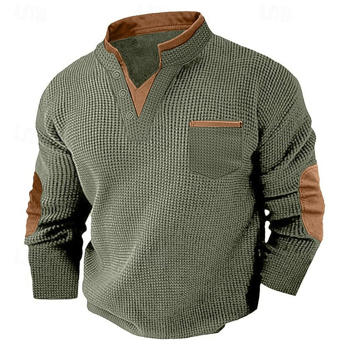 RHYS | TEXTURED LONG-SLEEVE HENLEY SHIRT