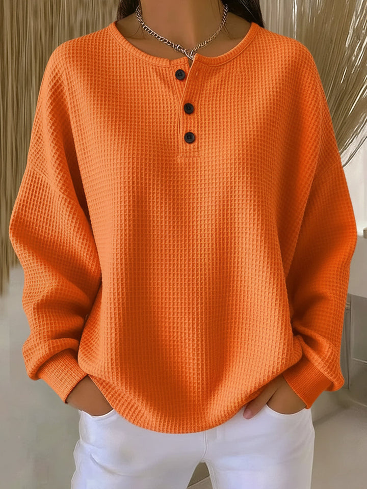 Cecilia | Cozy Waffle Henley Sweatshirt