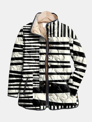 PENELOPE | BLACK AND WHITE ABSTRACT QUILTED JACKET