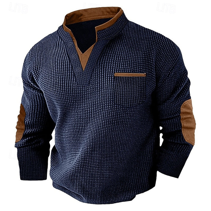 RHYS | TEXTURED LONG-SLEEVE HENLEY SHIRT