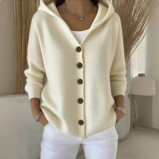 Cassandra | Hooded Button-Up Knit Cardigan