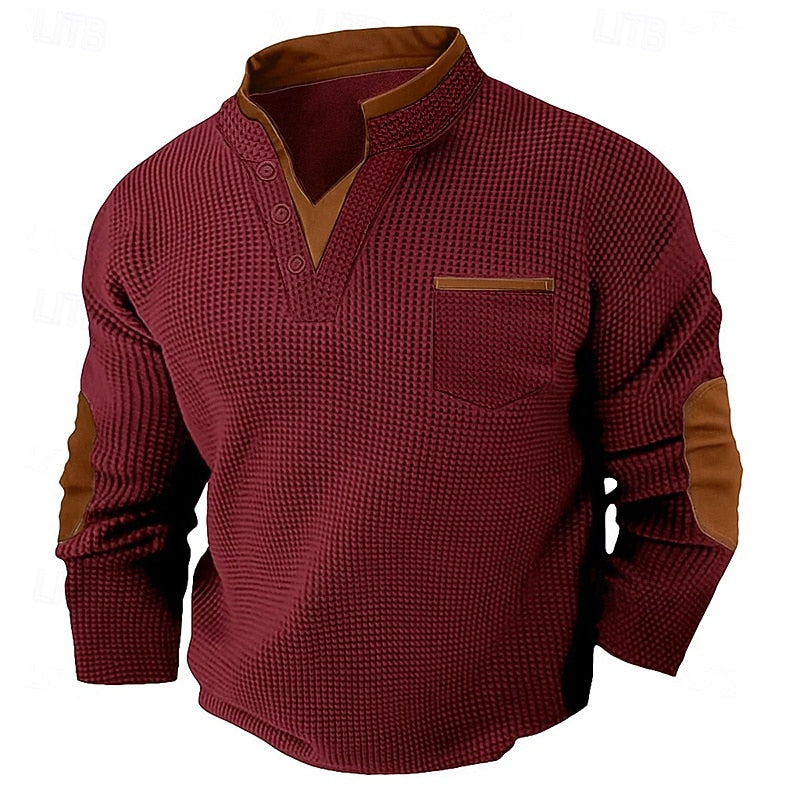RHYS | TEXTURED LONG-SLEEVE HENLEY SHIRT