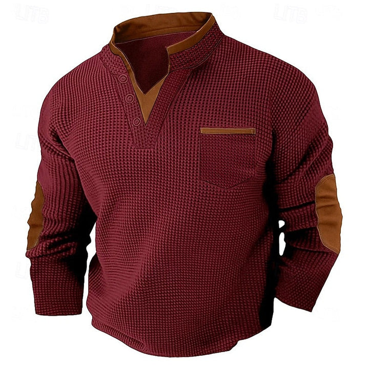 RHYS | TEXTURED LONG-SLEEVE HENLEY SHIRT