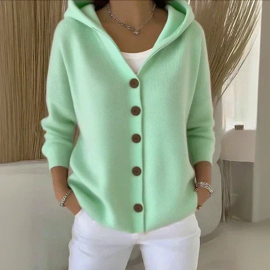 Cassandra | Hooded Button-Up Knit Cardigan