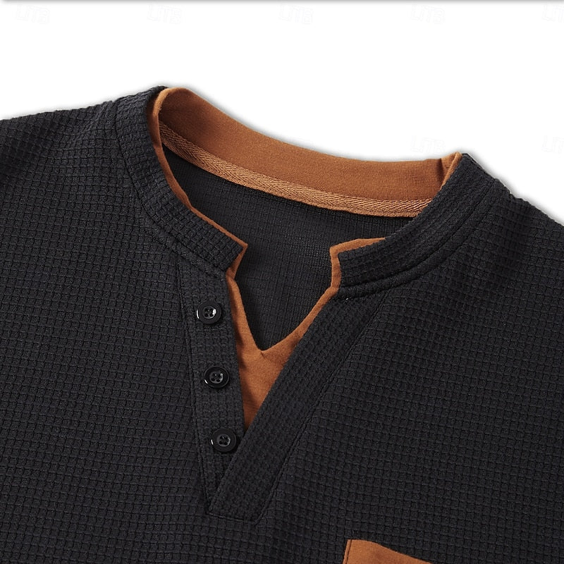 RHYS | TEXTURED LONG-SLEEVE HENLEY SHIRT