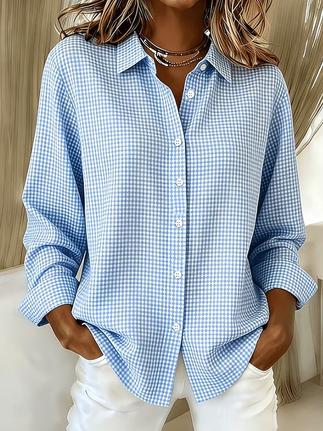 Brittany | Relaxed Gingham Button-Front Blouse