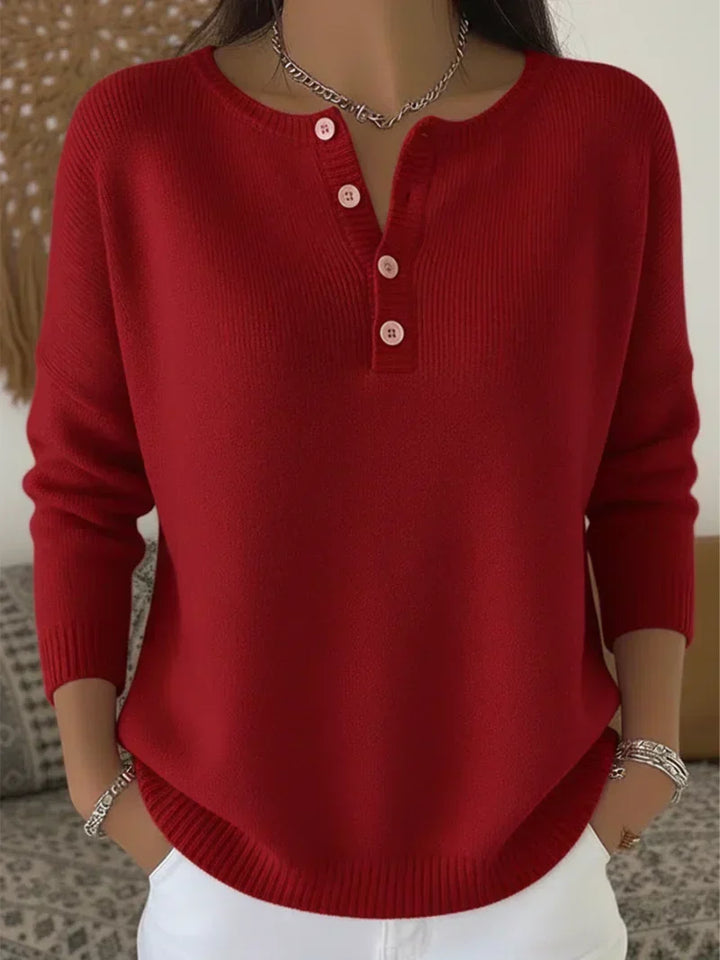 Destiny | Henley Button-Up Knit Sweater