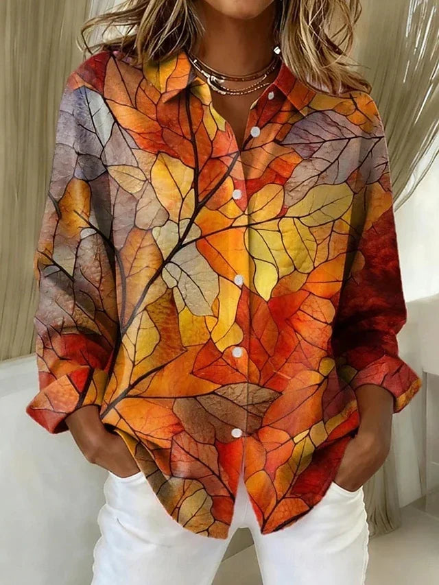 Paige | Vintage Botanical Print Button Blouse