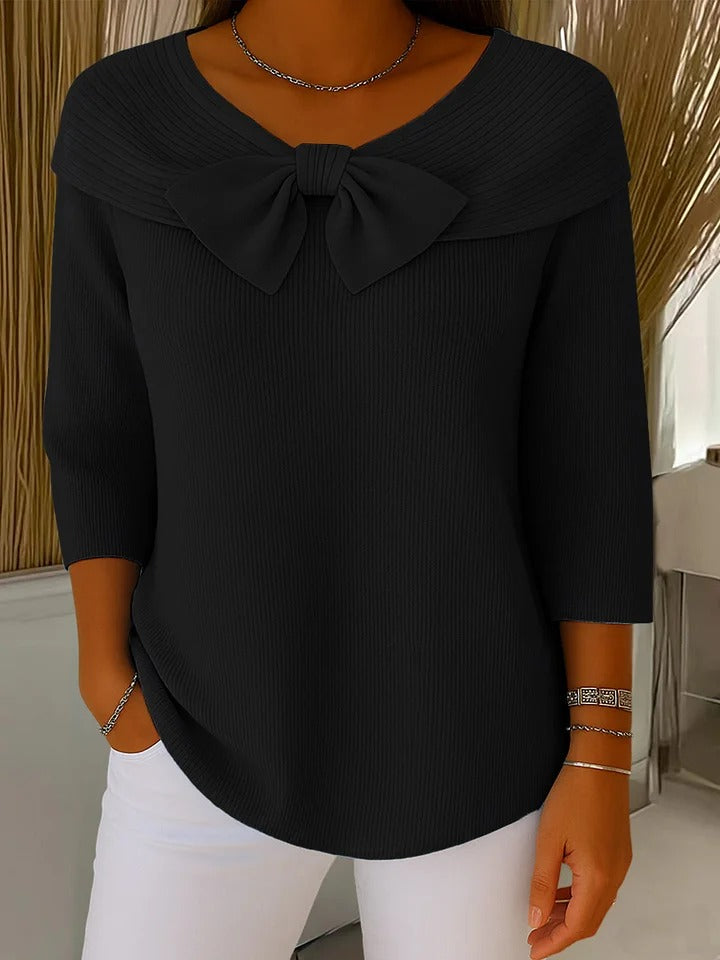 Elise | Sweater with Bow and Round Neckline