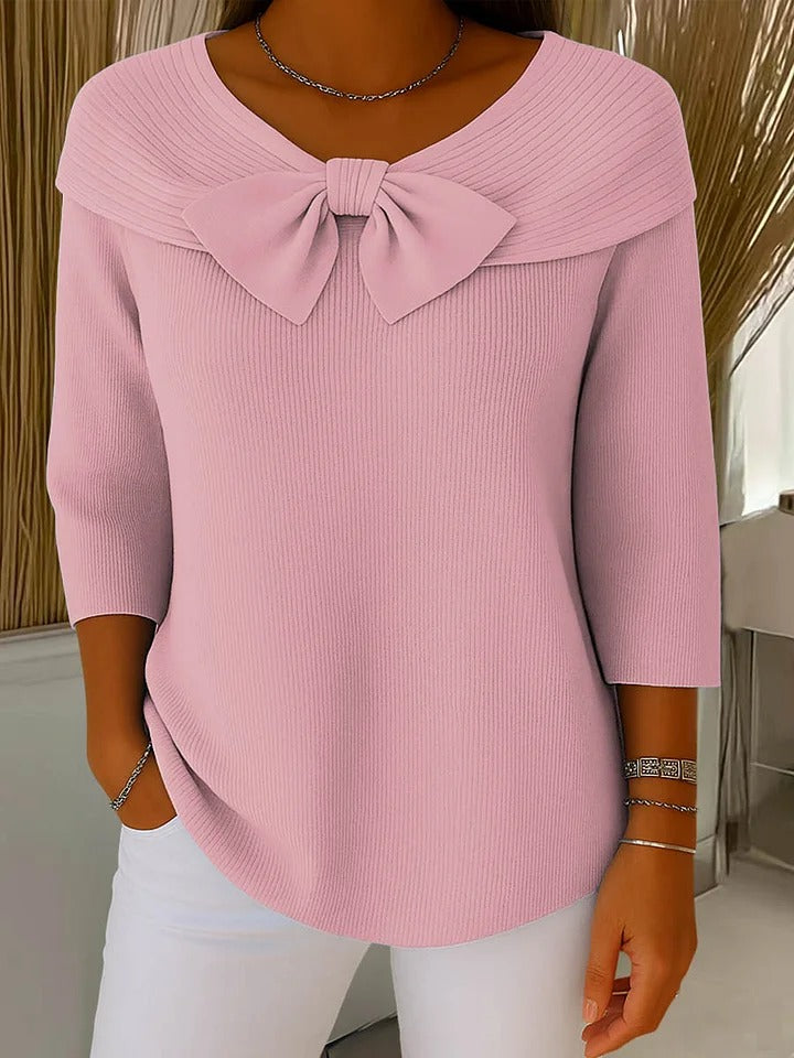 Elise | Sweater with Bow and Round Neckline