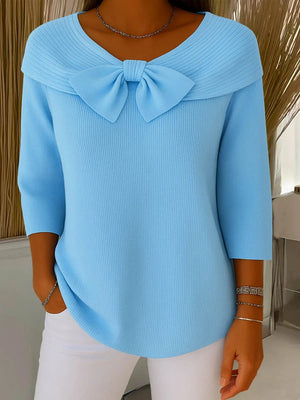 ELISE | SWEATER WITH BOW AND ROUND NECKLINE