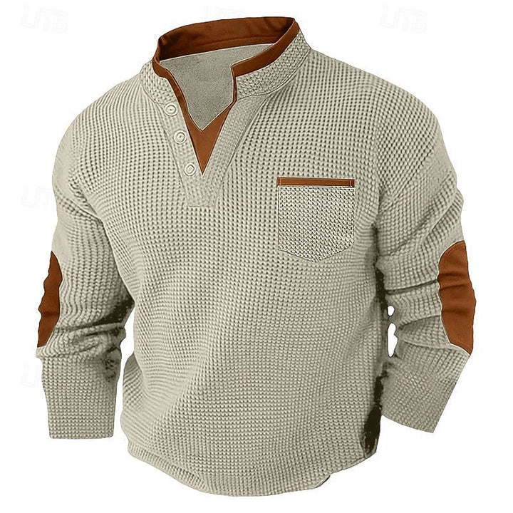 RHYS | TEXTURED LONG-SLEEVE HENLEY SHIRT