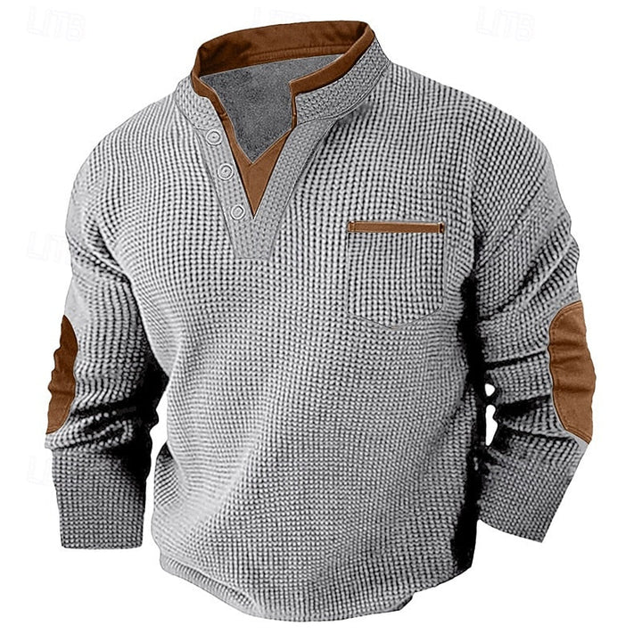 RHYS | TEXTURED LONG-SLEEVE HENLEY SHIRT