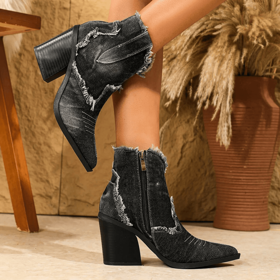 Renata | Ankle Block Heel With Side Zip