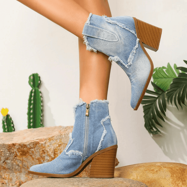 Renata | Ankle Block Heel With Side Zip