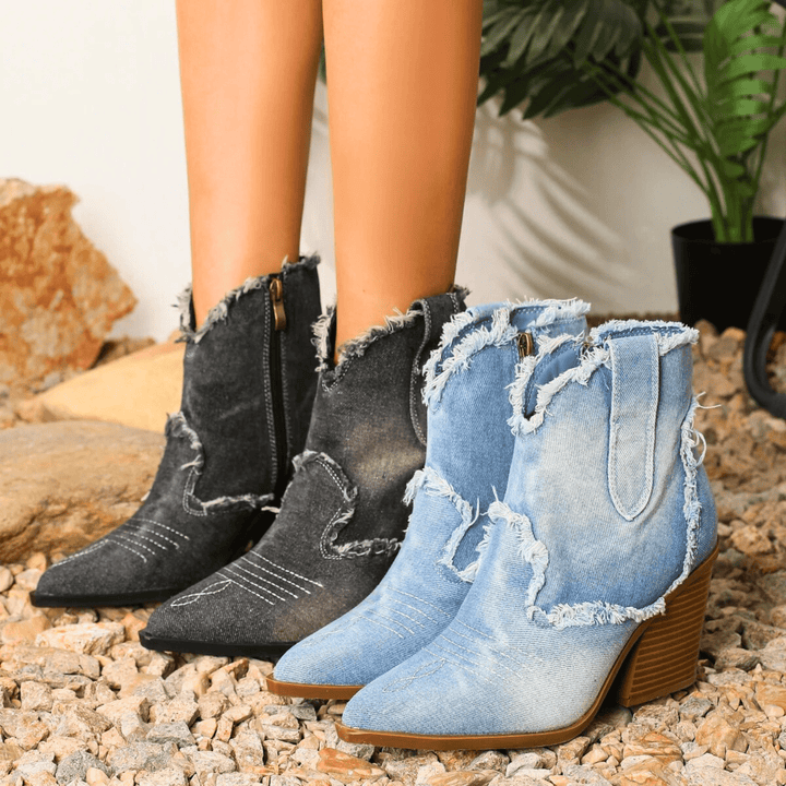 Renata | Ankle Block Heel With Side Zip