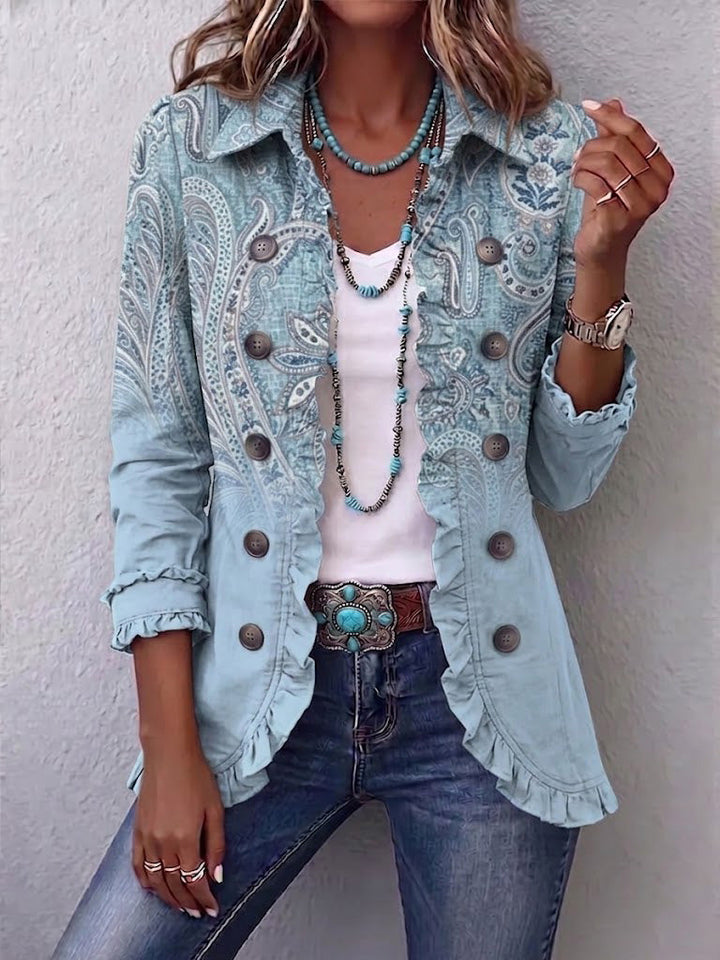 Carmen | Vintage Paisley Print Ruffled Jacket