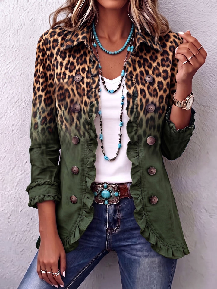 Bonnie | Leopard Ombre Ruffle Blazer Jacket