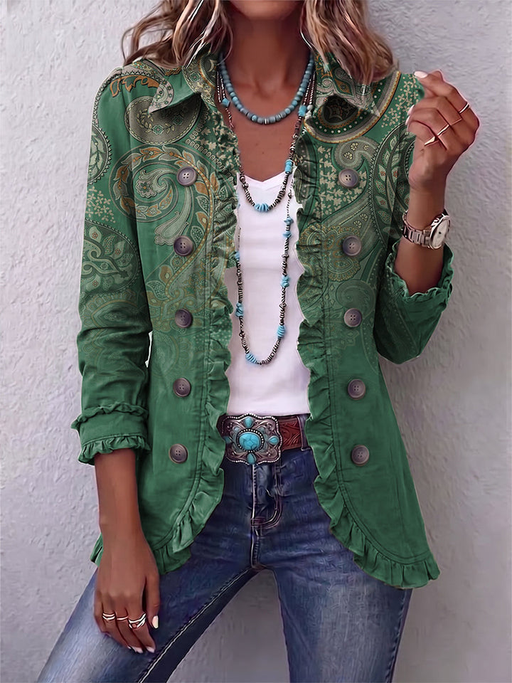 Hallie | Bohemian Paisley Print Ruffled Jacket