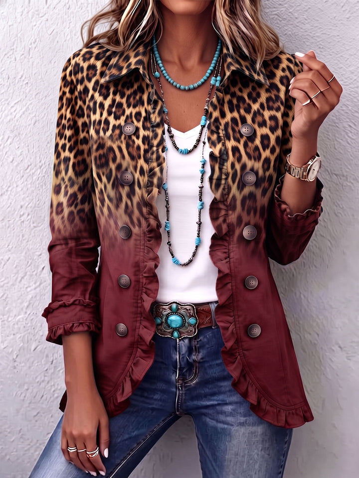 Bonnie | Leopard Ombre Ruffle Blazer Jacket