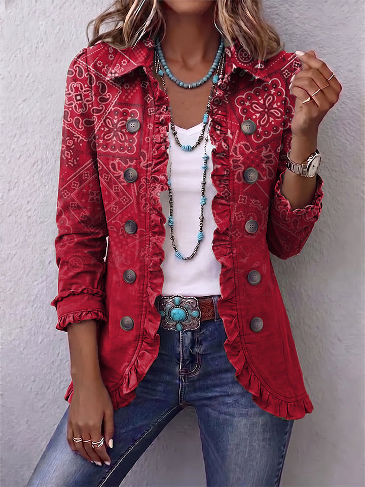 Gemma | Bohemian Paisley Ombré Print Ruffled Jacket
