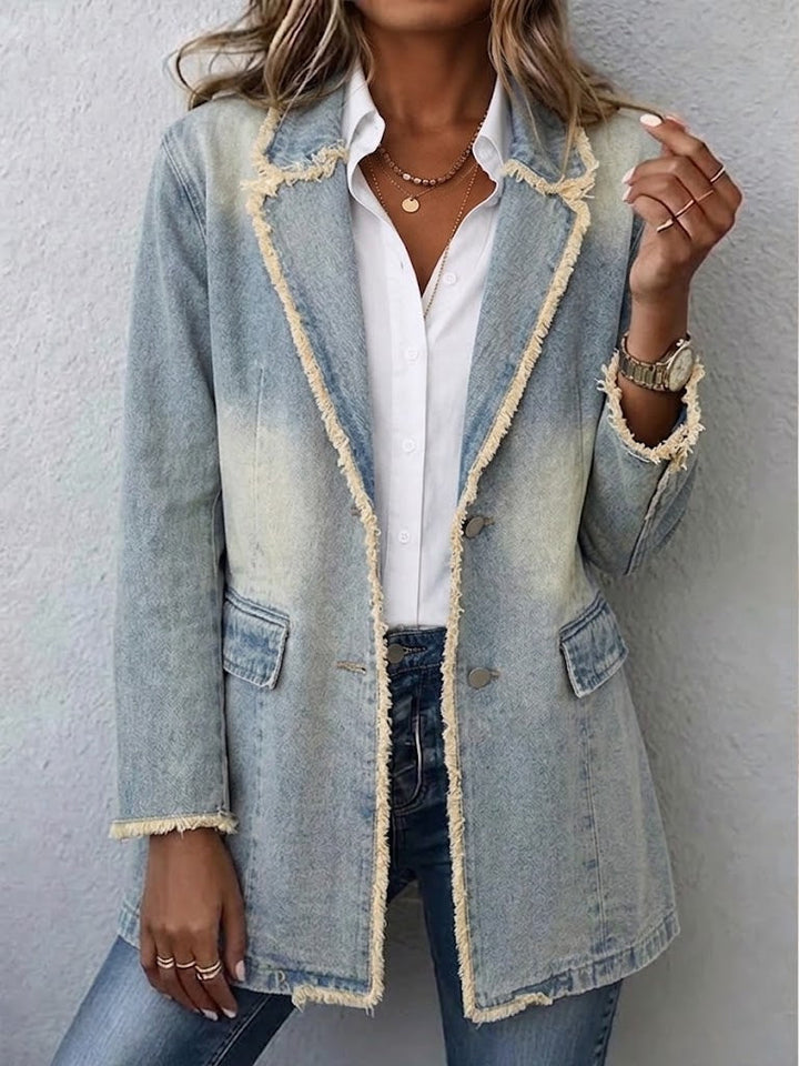 Adriana | Vintage-Style Oversized Blazer with Raw Edges