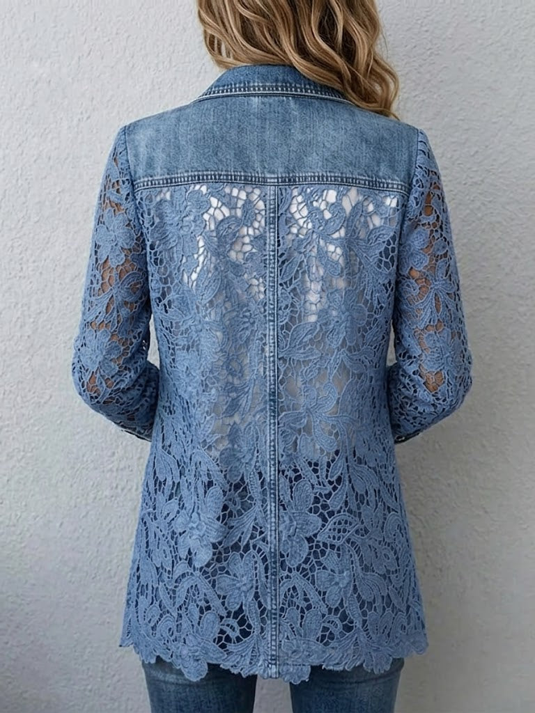 Aurora | Blazer Jacket with Floral Lace Paneling