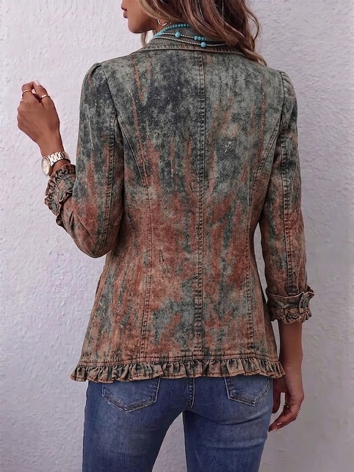 Brooke | Vintage Gradient Textured Print Ruffle Jacket