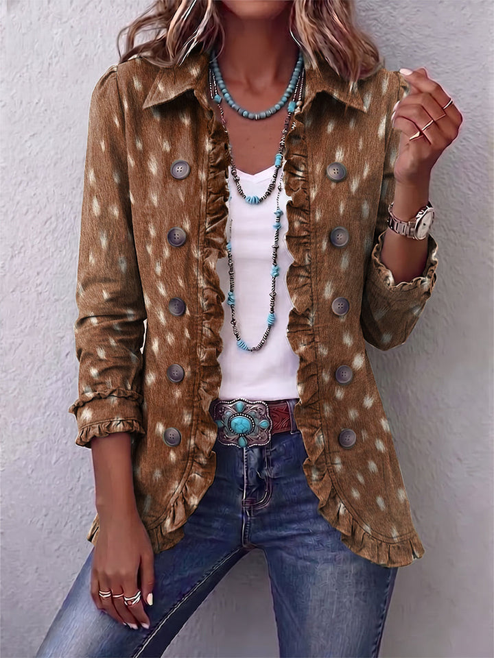 Cassidy | Bohemian Animal-Print Ruffled Jacket