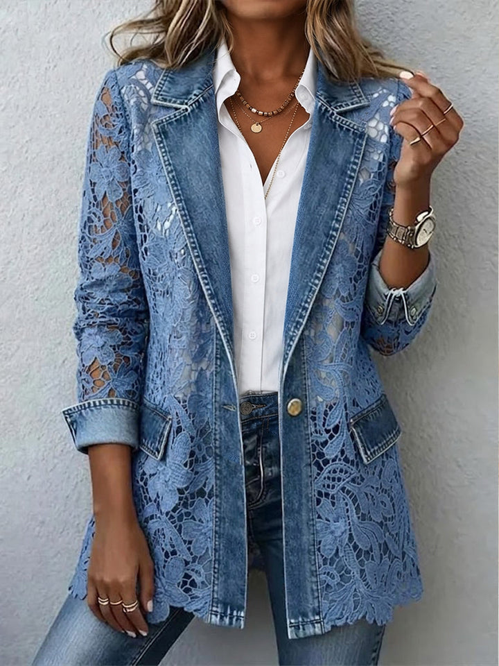 Aurora | Blazer Jacket with Floral Lace Paneling