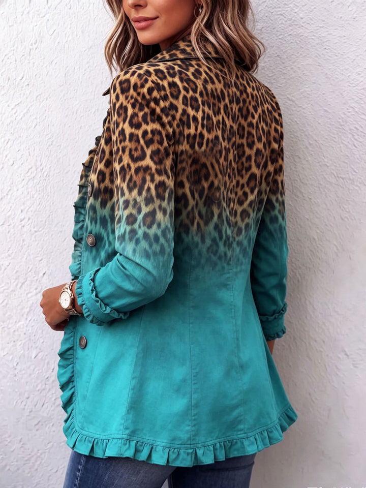 Bonnie | Leopard Ombre Ruffle Blazer Jacket