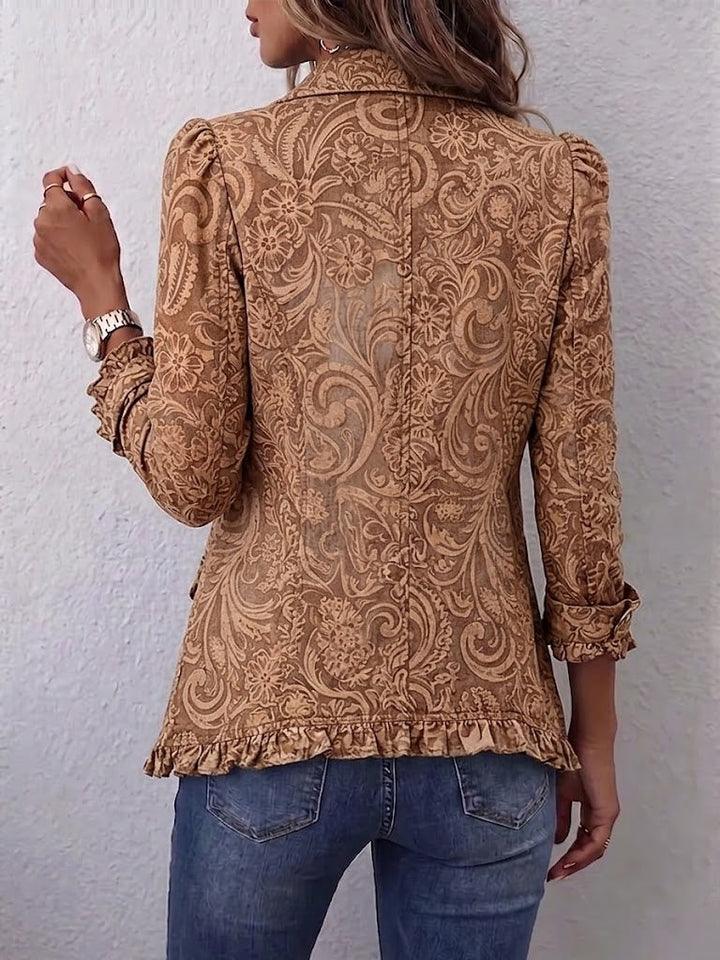 Alina | Vintage Bohemian Floral Print Ruffled Jacket