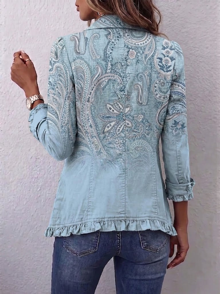 Carmen | Vintage Paisley Print Ruffled Jacket