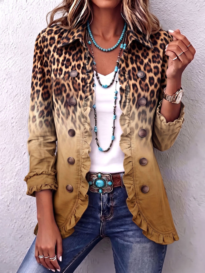 Bonnie | Leopard Ombre Ruffle Blazer Jacket