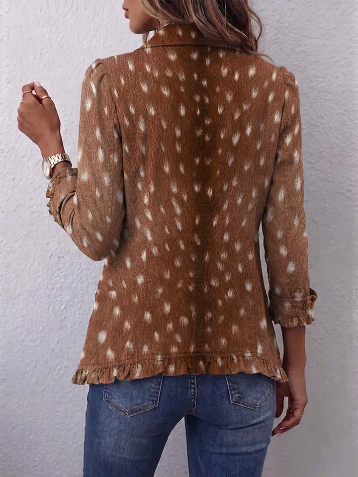 Cassidy | Bohemian Animal-Print Ruffled Jacket