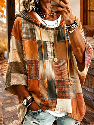 ISABELLA | AUTUMN-TONED PATCHWORK OVERSIZED HOODIE