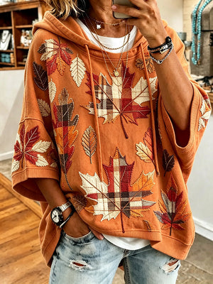 EVELYN | AUTUMN LEAF PRINT OVERSIZED HOODIE