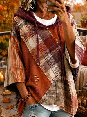 GRACE | AUTUMN-TONED PATCHWORK OVERSIZED HOODIE
