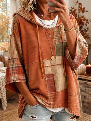 VICTORIA | AUTUMN-TONED PATCHWORK OVERSIZED HOODIE
