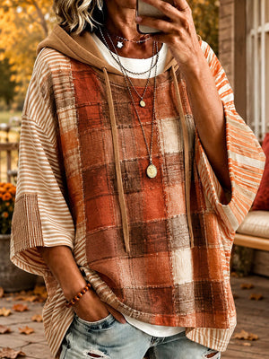 LILY | AUTUMN-TONED PATCHWORK OVERSIZED HOODIE