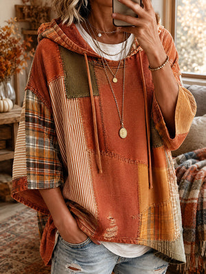 SOFIA | AUTUMN PATCHWORK OVERSIZED HOODIE