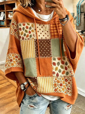 MADISON | AUTUMN LEAF PRINT OVERSIZED HOODIE