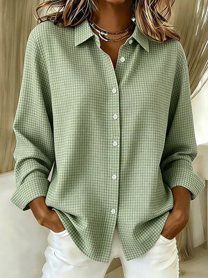BRITTANY | RELAXED GINGHAM BUTTON-FRONT BLOUSE