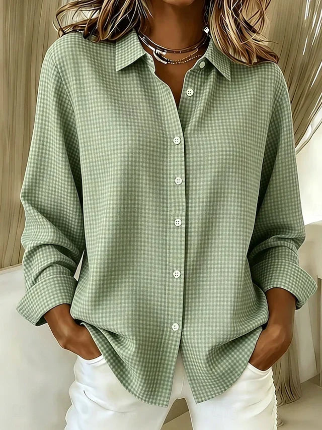 Brittany | Relaxed Gingham Button-Front Blouse