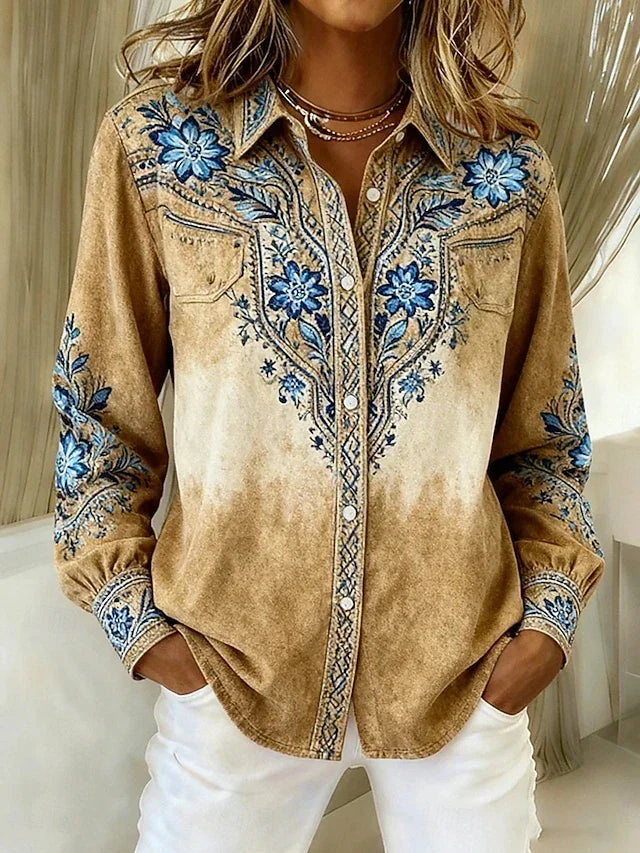 Sydney | Vintage Western Floral Button Blouse
