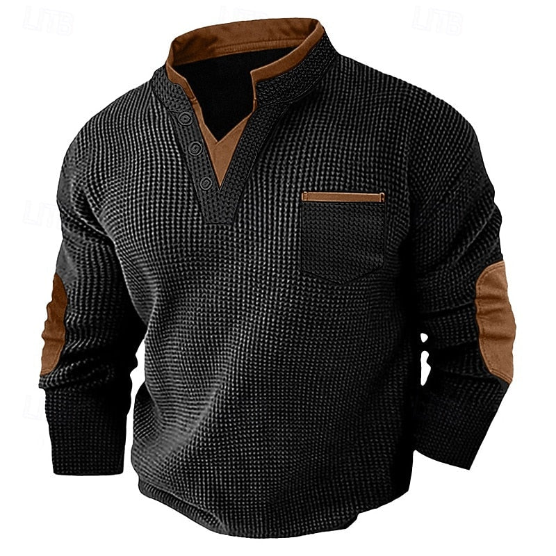 RHYS | TEXTURED LONG-SLEEVE HENLEY SHIRT