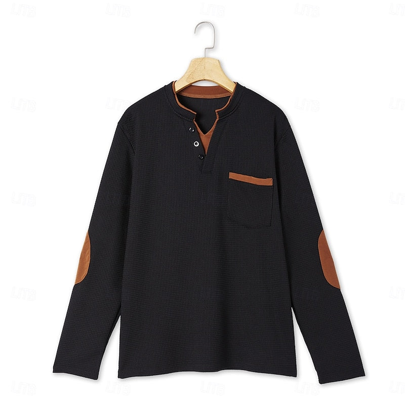 RHYS | TEXTURED LONG-SLEEVE HENLEY SHIRT
