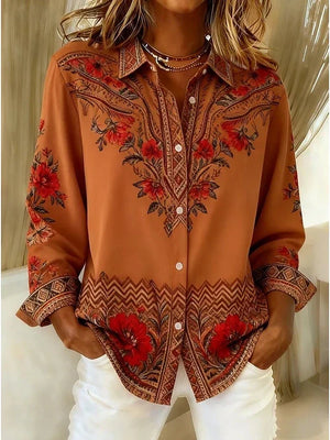 KAYLA | ARTISTIC FLORAL LONG SLEEVE BLOUSE